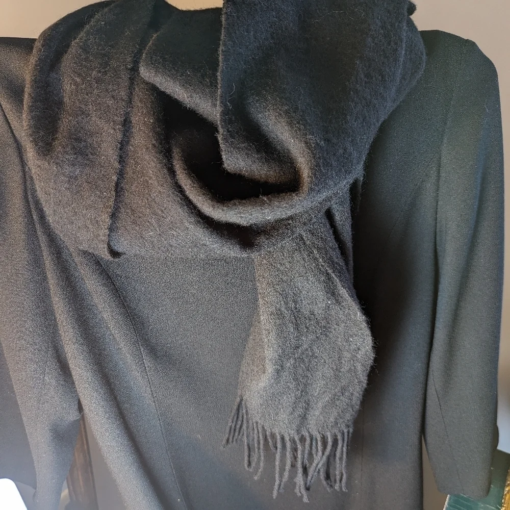 🖤 Valentini Scarf Black 100% Wool Soft Mens Made in Italy classy quiet luxury